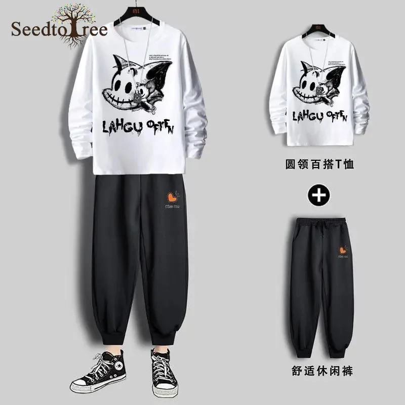 Мужские комплекты из 2 предметов футболка с длинным рукавом и круглым вырезом