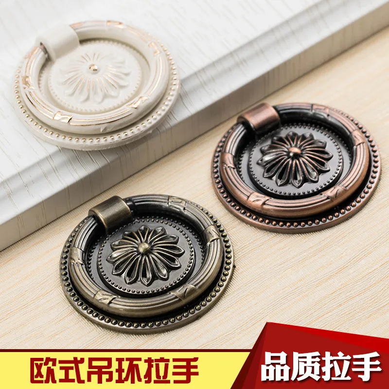 

Bedside Cabinet Handle Antique Blue Antique Drawer Ring Handle Retro Old Red Ancient Wardrobe Ring Pull Kitchen Cabinet Handles