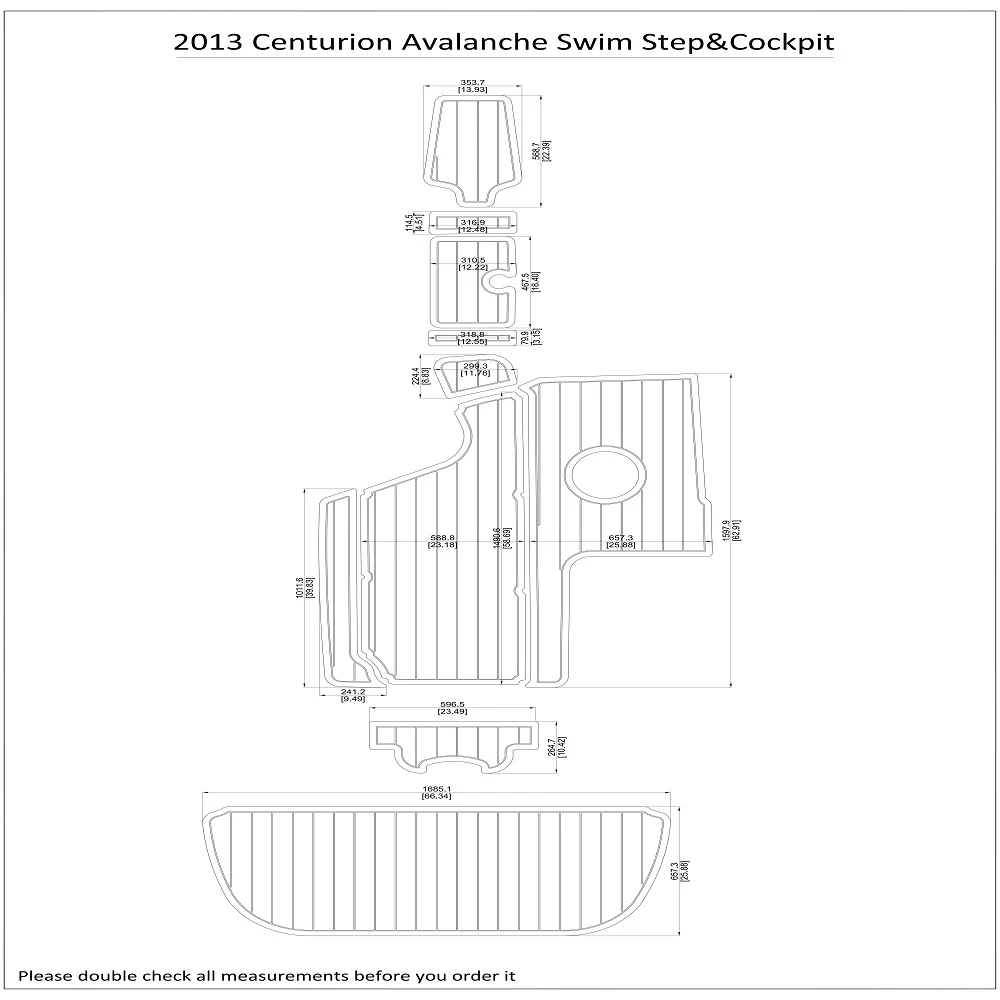 

2013 Centurion Avalanche Swim Step Cockpit Boat EVA Faux Teak Deck Floor Pad