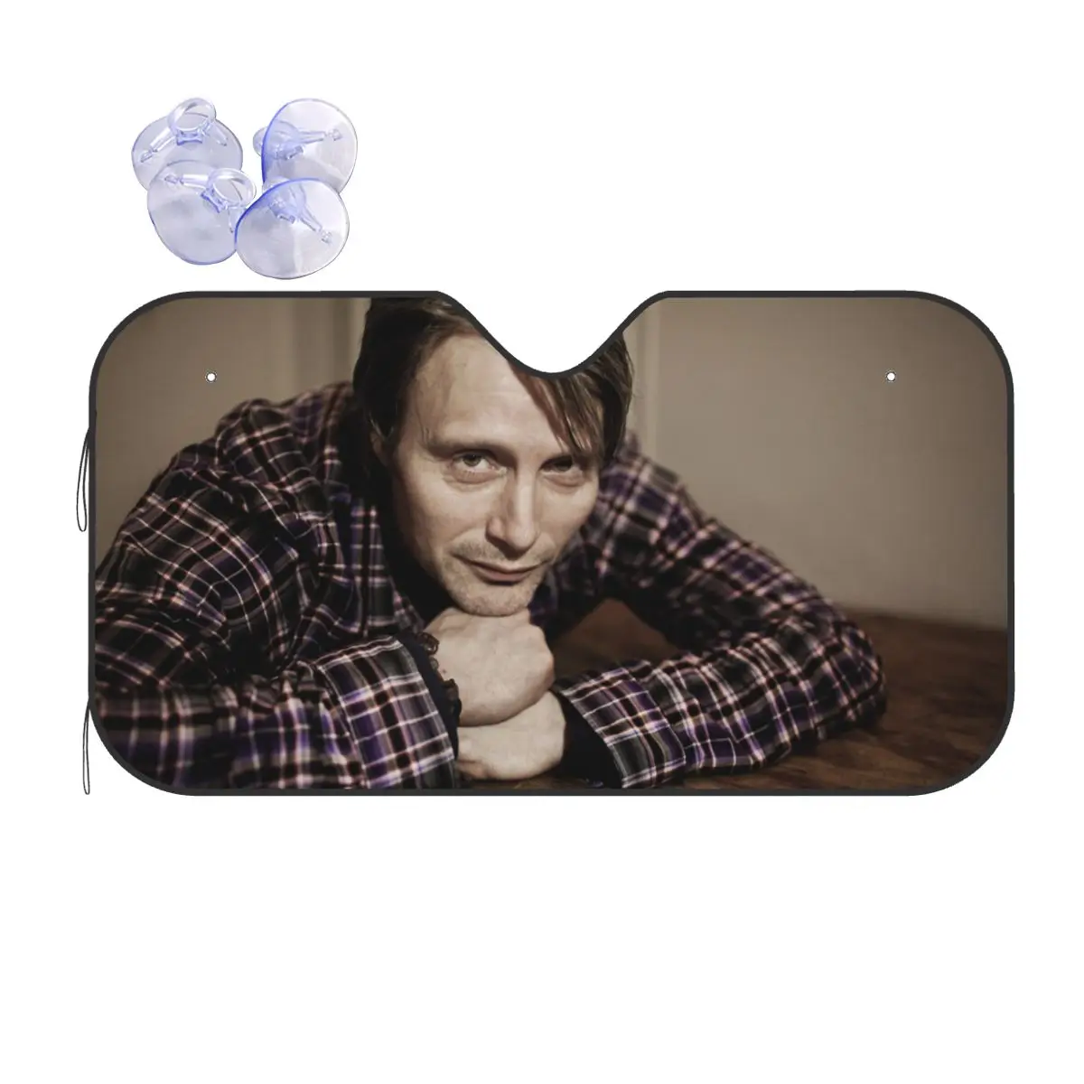 

Mads Mikkelsen Polyester Sunshade Windscreen 76x140cm Actor Movie Aluminium Foil Sunshade Visor Front Window Cover