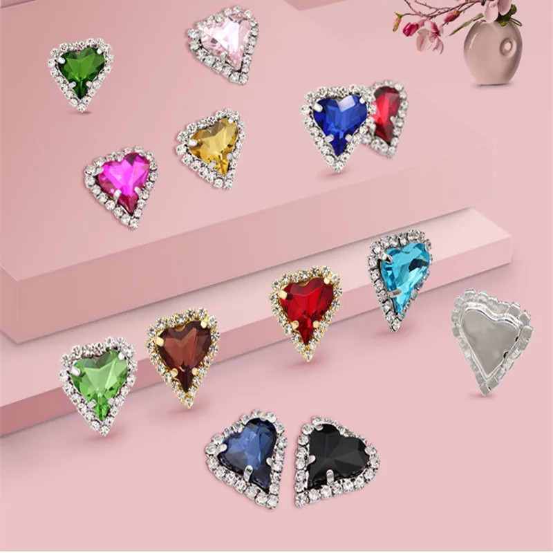 

10PCS Claw Drill Love Heart Nails Art Charms Crystal /Glass Nail Luxury Rhinestones Flatback Zircon Crystal Jewelry Nail Supply