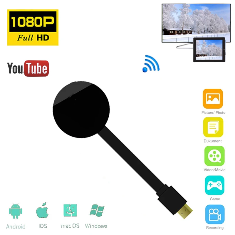 

ТВ-флешка, 1080P, G4, Wi-Fi, Mirascreen, Full HD, HDMI