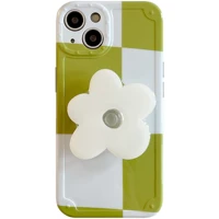 green white splicing flower stand case for iphone 12 13 pro max back phone cover for 11 pro x xs xr 8 7 plus se 2020 capa