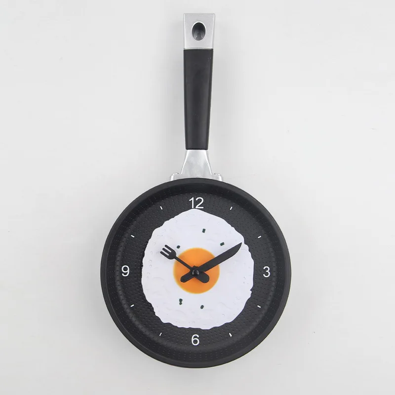 

Creative Wall Hanging Restaurant Wall Clock Living Room Clock Minimalist Kitchen Egg Pan Silent Wall Watch