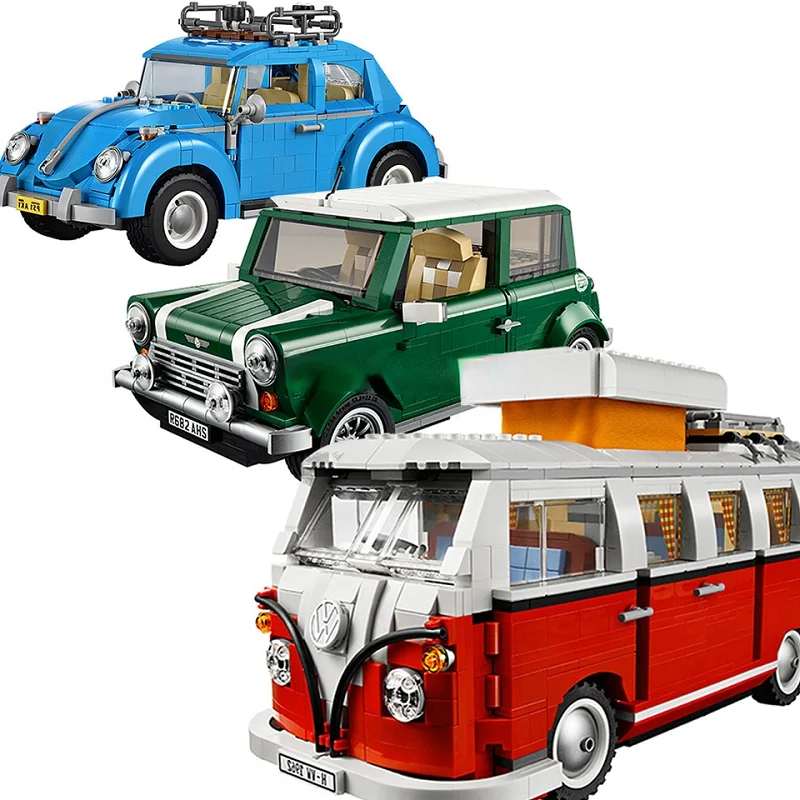 

IN STOCK New 500 VW T1 Camper Car Van 10220 10271 10252 Model Building Blocks For Mini Cooper Car Brick Toys Car Toys