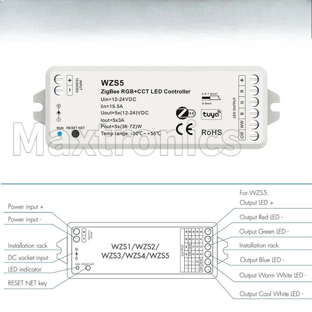 Фото Светодиодный контроллер ZigBee 3,0 CV WZS1/2/3/4/5 DC12-24V 36V 8-кнопочная настенная панель сцены PK8 (WZS) для одноцветного RGB CCT RGBW №4