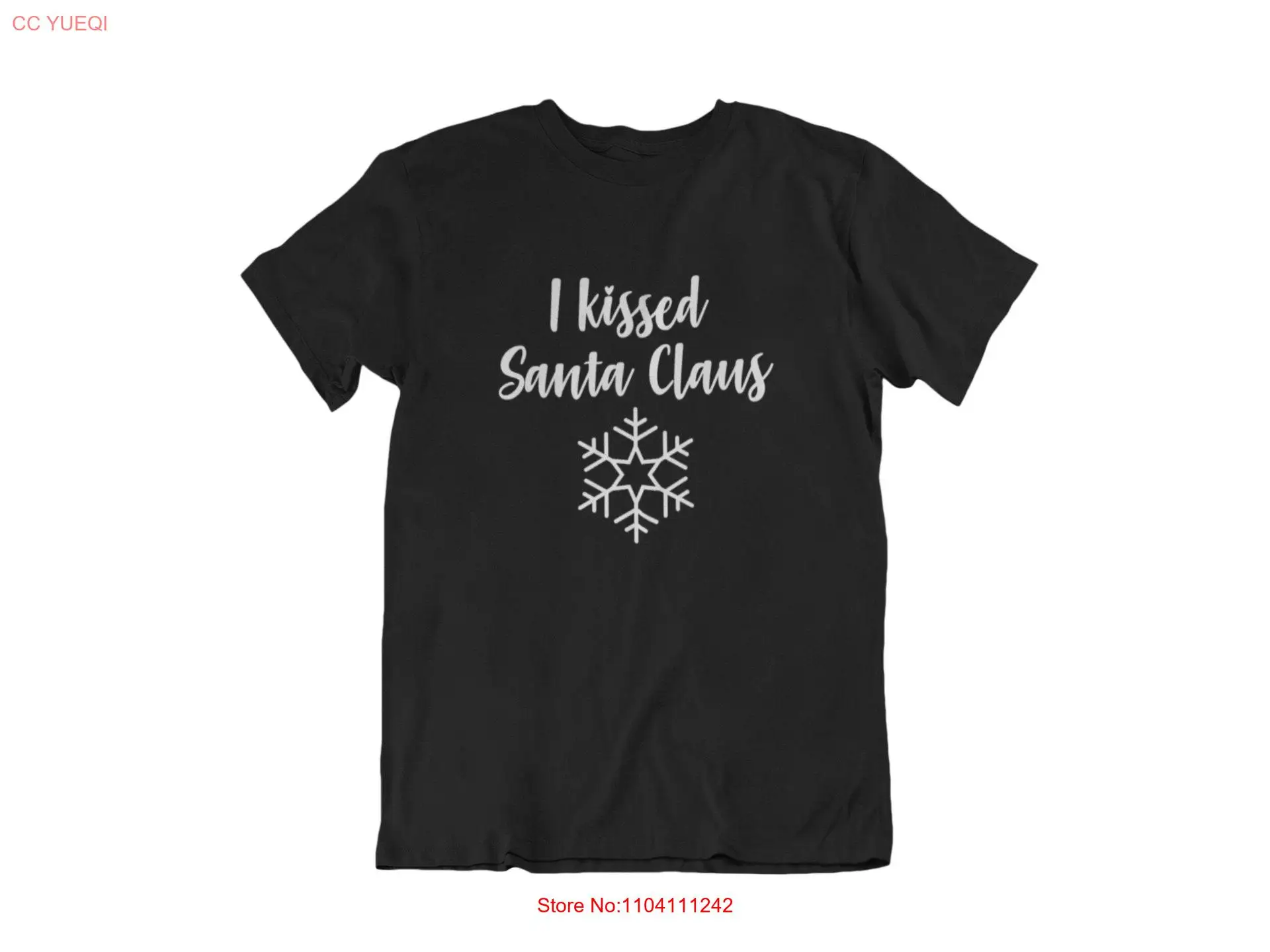 Футболка Я поцелуй Санта-Клауса Рождественский праздничный наряд с длинными или