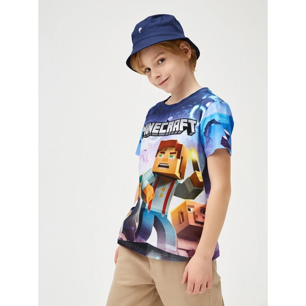 Футболка для мальчика Minecraft KT026c синий хлопок 100% | Футболки