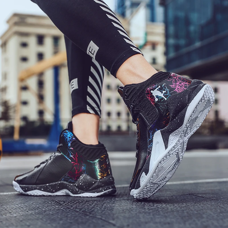 Fashion High-top Men Basketball Shoes Unisex Cushion Leather Sneakers Non-slip Women Sneakers Gym Training Sneakers