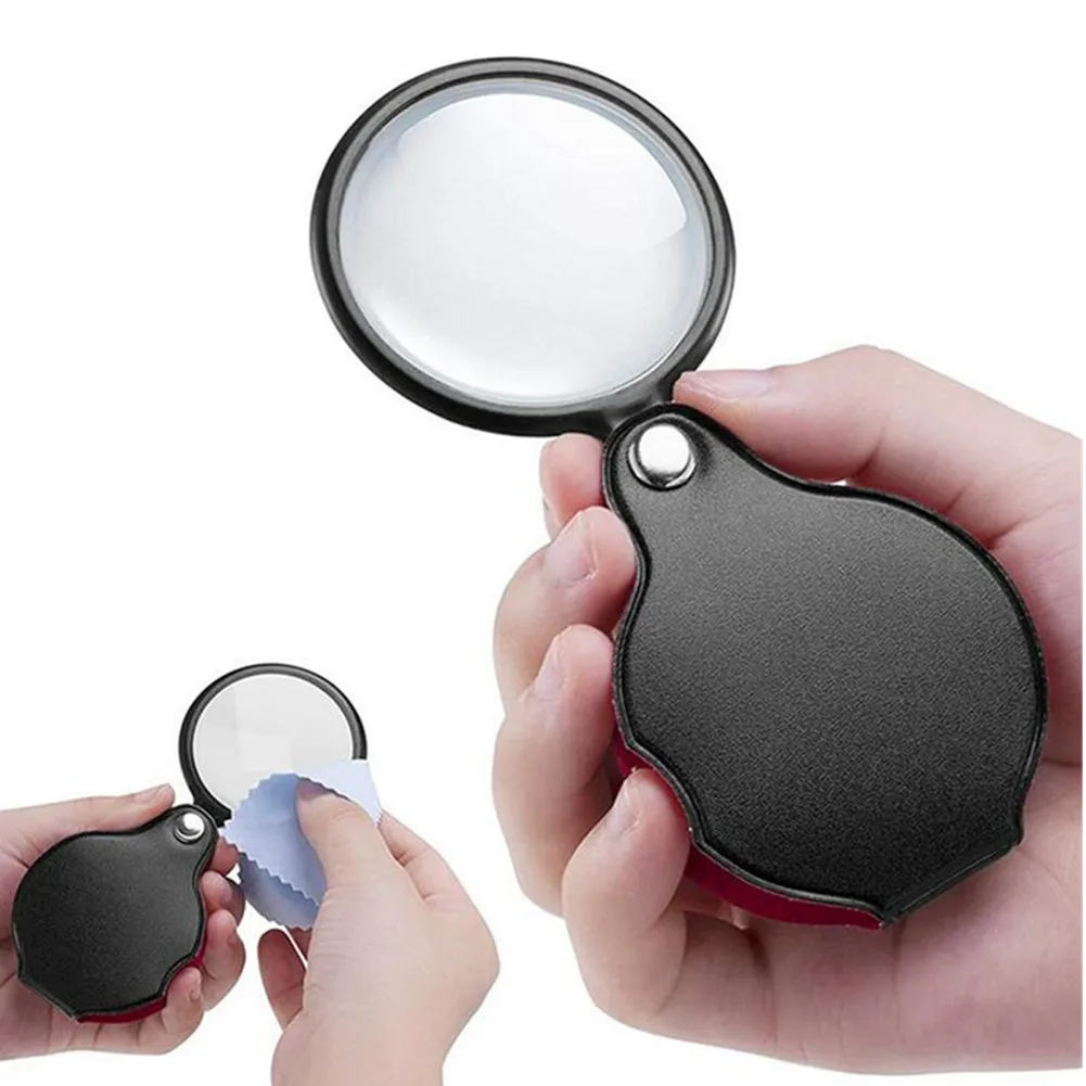 

Portable 10X Magnification Foldable Magnifier With Handle Jewelry Eye Glass Letter Book Magazine Reading Tool