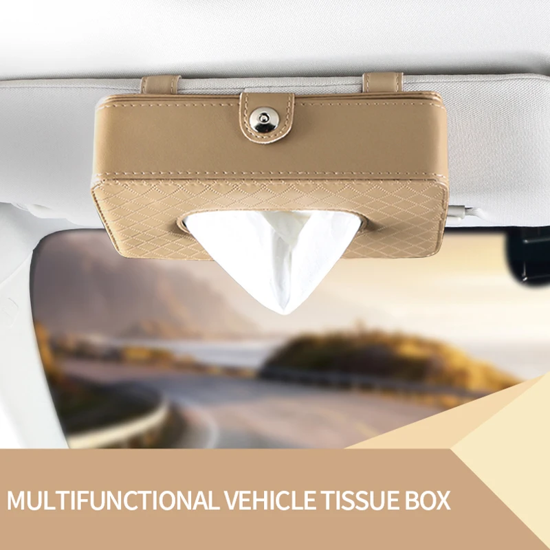 

Car Tissue Bag Sun Visor Storage Box Universal Seat Back Paper Towel Organizer Artifical Leather Tissue Boxes Accessory