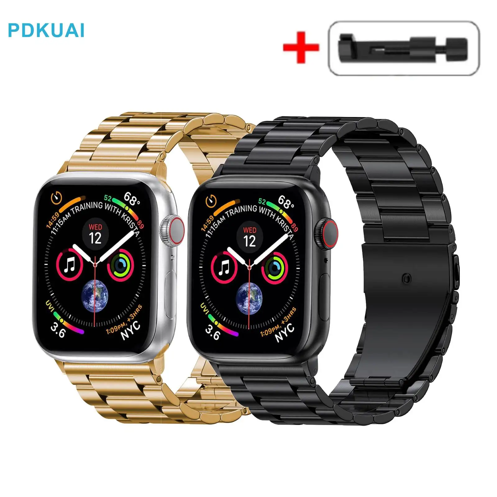 

Металлический ремешок PDKUAI для Apple Watch Series 8 7 6 SE 5 45 мм 41 мм 40 мм 44 мм, классический браслет из нержавеющей стали для iWatch Ultra 49 мм 42 мм