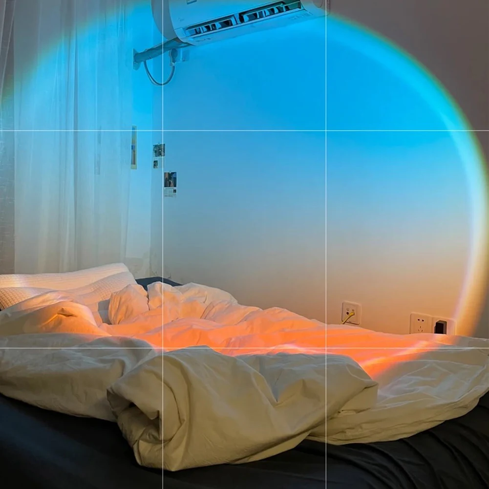 

Led Sunset Projection Lamp Rainbow Atmosphere Night Light Sunset Light Home Coffee Shop Background Wall Decor Tiktok Table Lamp