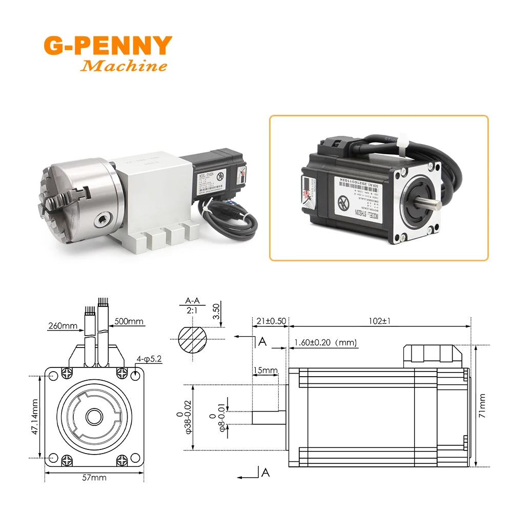 G-PENNY 4-я ось 3/4 желудка 100 мм делительная головка с ЧПУ/ось вращения/комплект оси
