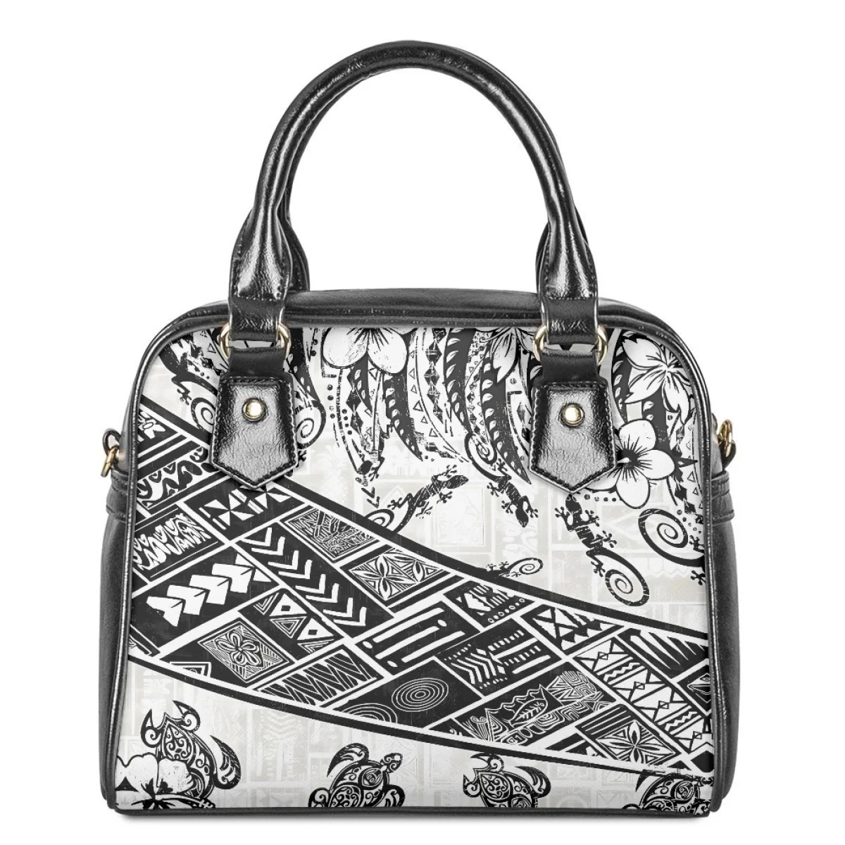 

Polynesian Turtle Hibiscus Design Female Totes Shoulder Bag Durable Shopping Beach Bags Reusable Large Capacity Lady Handbags