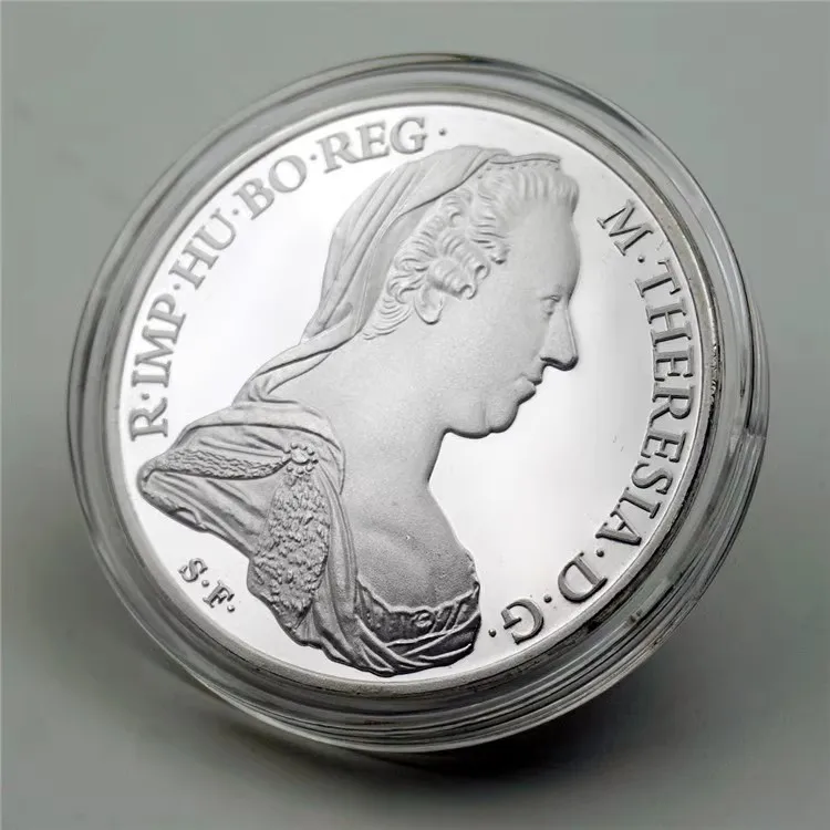 

40 мм эмпресса Терезия Австрия-Венгрия Коллекционная Посеребренная сувенирная монета с двойной головкой копия памятная монета