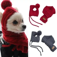 hat for dogs winter warm stripes knitted hatscarf collar puppy teddy costume christmas clothes santa dog costume