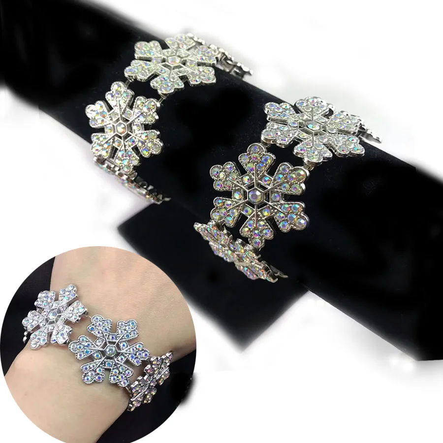 

Luxury Crystal Diamond Bracelet for Women Snowflake Combination Elastic Extension Exquisite Christmas Gift for Girls Bracelet