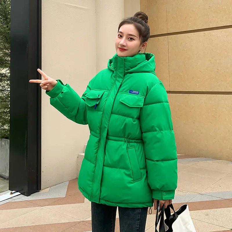 Winter Women's Cold Coat Candy Colors Parkas Super Hot Hooded Padded Jacket Mid Length Coat Loose Cheap Wholesale Jacket New