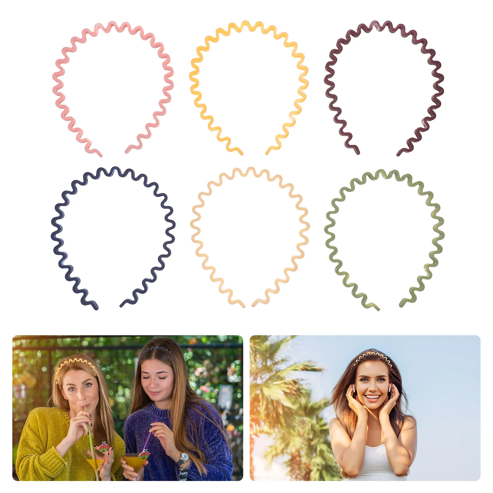 

6pcs Wavy Headband Resin Hair Frosted Hairband Headdress for