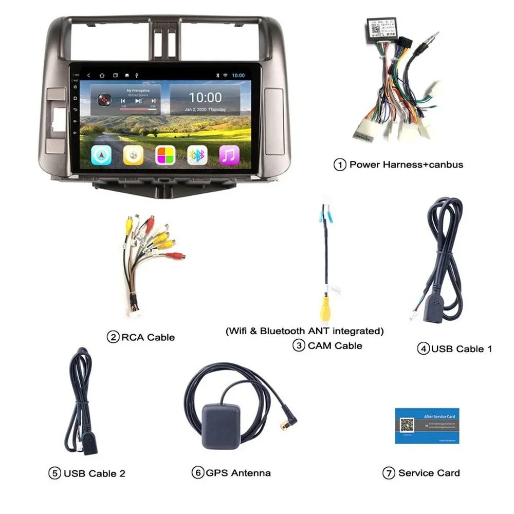Android 11 4G + 32G Автомобильный GPS-навигатор для TOYOTA PRADO (150) 2010-2013 Авто радио стерео