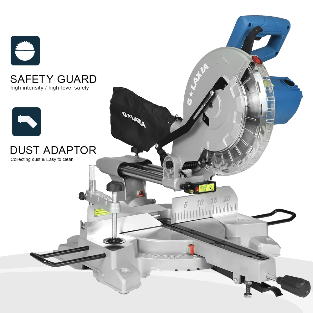 Фото Galaxia 220V-240V/120V скользящая Торцовочная пила из электроалюминия с лезвием 255 мм и 5000 об/мин №3