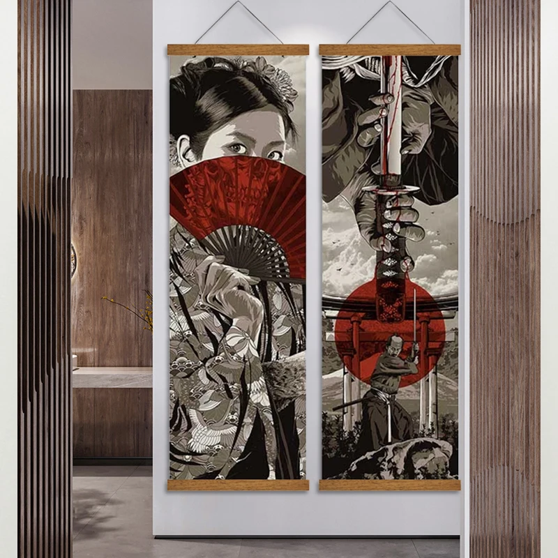 Японский самурай укийой тигр холст постер картины для гостиной домашний Декор