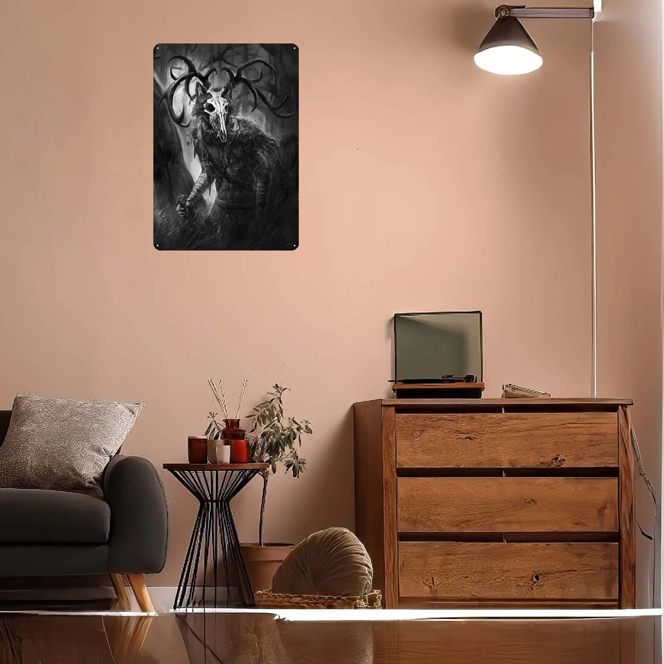 Украшение на Хэллоуин металлическая вывеска Вендиго искусство фресок ретро