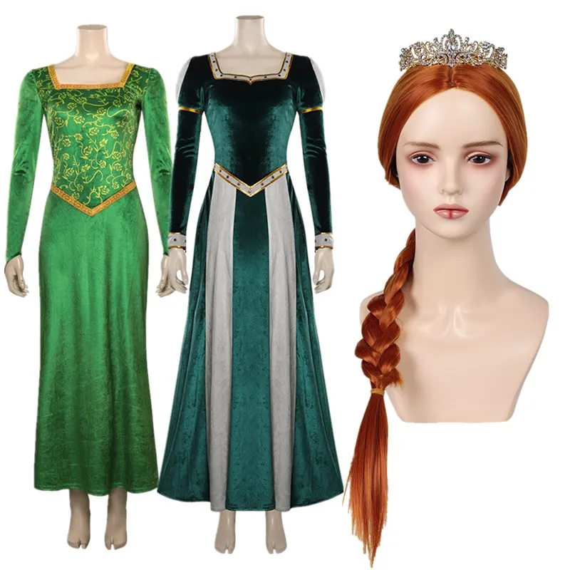 Костюм для косплея Fiona взрослых женщин платье принцессы Женская корона костюмы