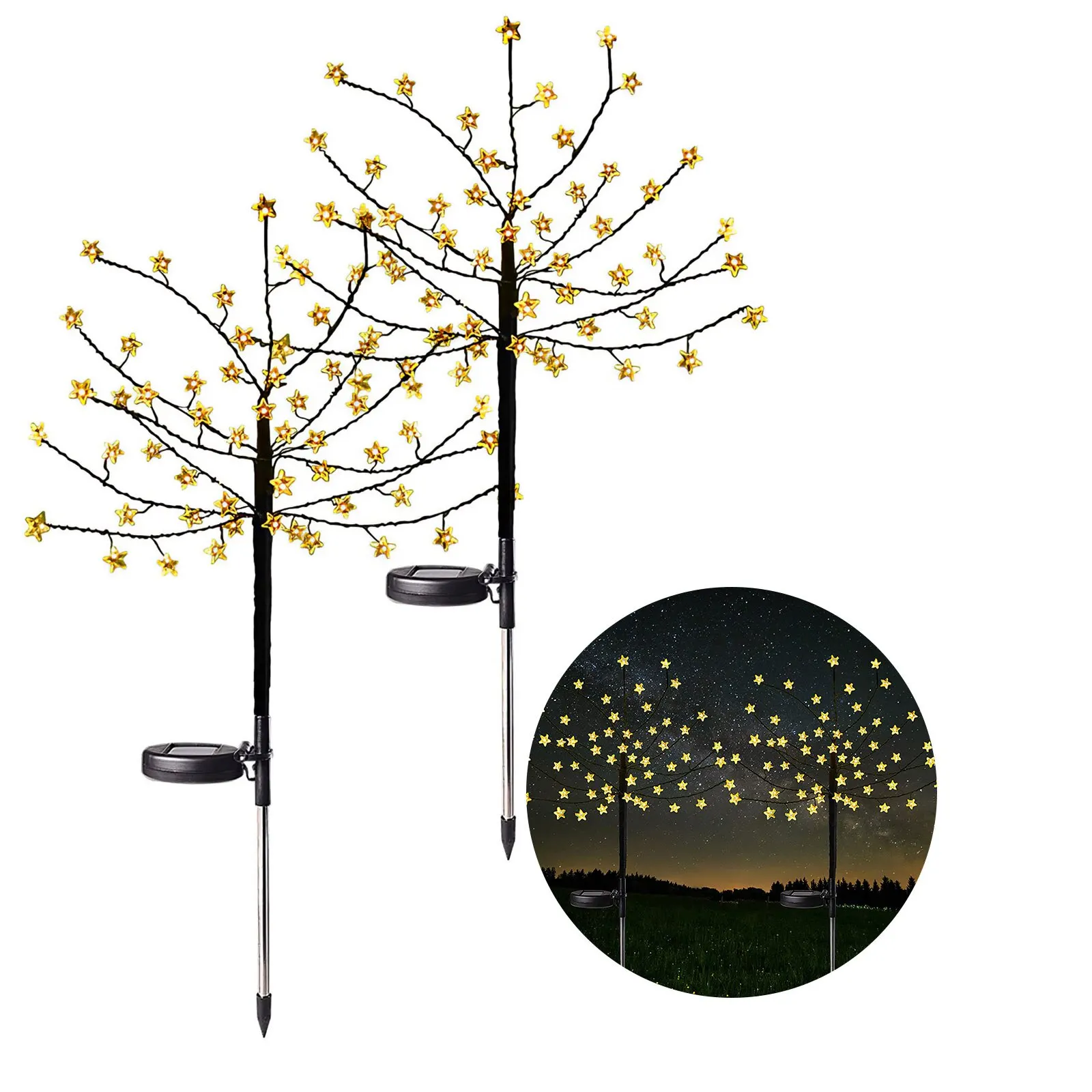

Solar Ground Plug Star Light Outdoor Light Tree Ip65 Waterproof 56 Led Walkway Lamp Fairy Light Decor Courtyard Path And Terrace