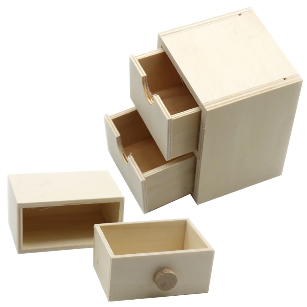 

2 Pcs DIY Small Drawer Wood Storage Drawers Blank Wooden Manual Unpainted Unfinished