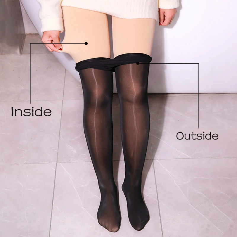 2pcs Autumn winter stockings+ tights glossy warm step on foot leggings pantyhose Plush velvet thicken Casual women stockings
