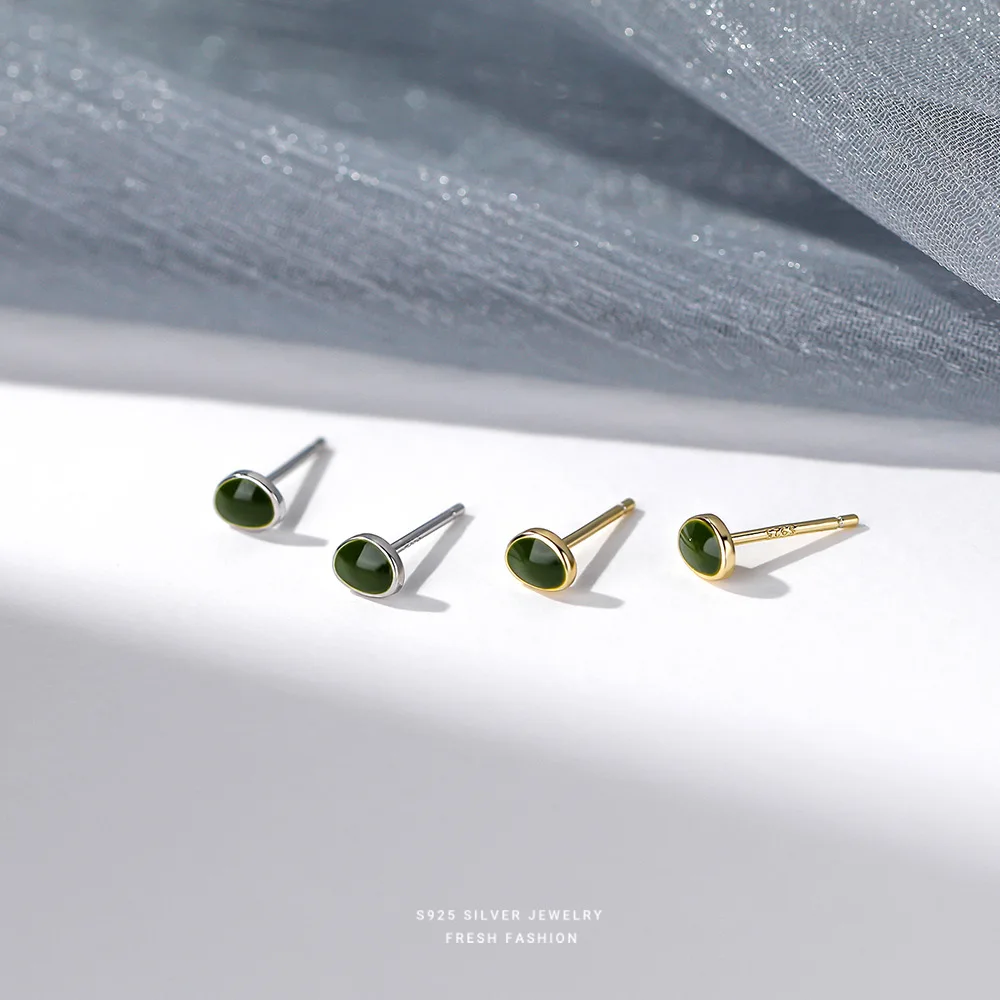

Genuine 925 Sterling Silver Stud Earrings Drop Stone Earrings Women Solid Silver Fine Jewelry Earrings Stud Brincos