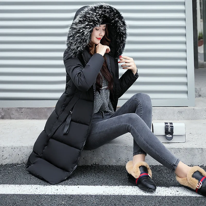 2022 Autumn/winter New Women's Long Style Cotton Jacket Hooded Large Wool Collar Down Cotton Jacket Women's Padded Jacket