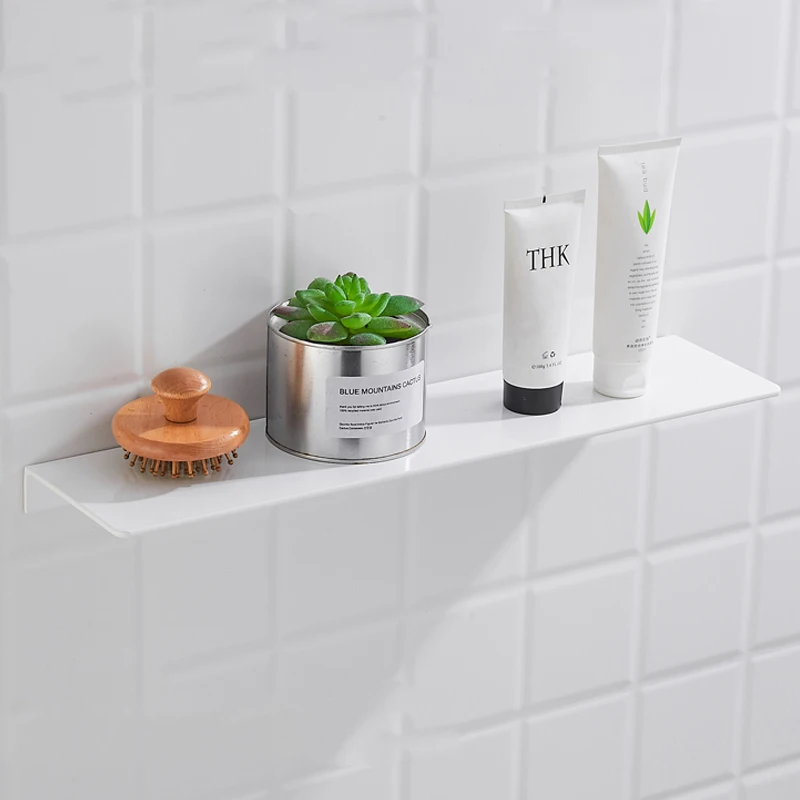 

White 200-500MM Aluminum Wall Mounted Type Single Tier Multipurpose Bathroom Kitchen Shower Room Toilet Accessories Shelves Rack