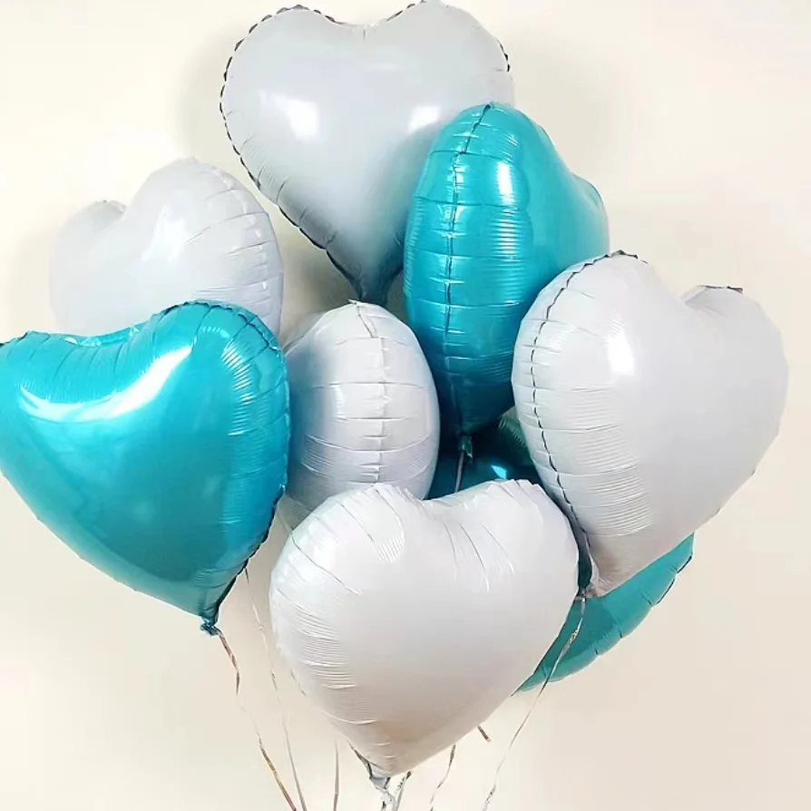 

New Heart Foil Balloons 10Pcs 18" White Combination Wedding Air Ball Birthday Party Confession Helium Ballon Decoration Kids Toy