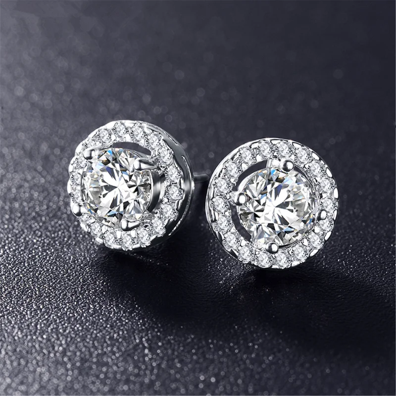 Delysia King   High-end jewellery full  zircon super flash earrings round full diamond earrings