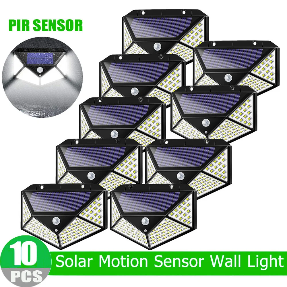 10pcs Solar Light Outdoor Solar Wall Lamp Motion Detector Waterproof Solar Led Lighting for The Garden Decoration Street Lamp