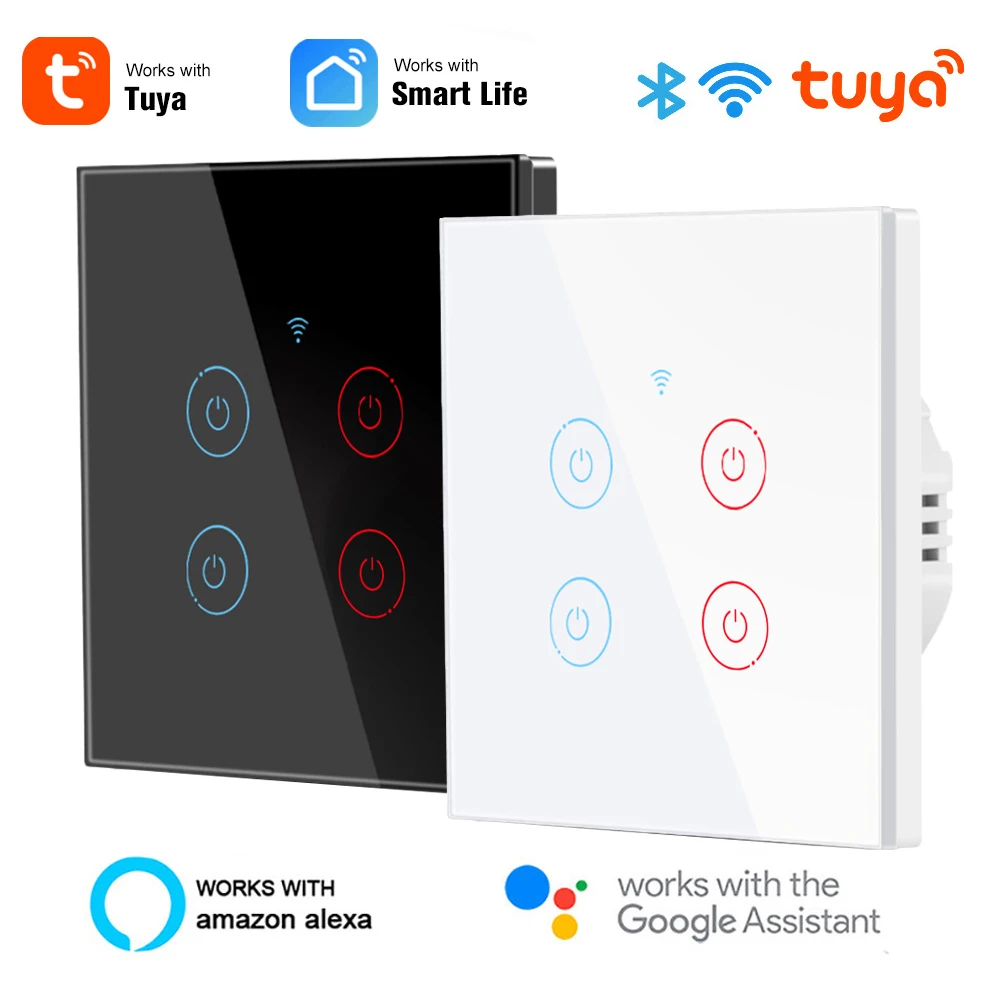 Купи Tuya Smart Home WiFi Touch Switch Wall Single Zero Fire Universal APP Remote Voice Timing RF433 Remote Control Support Alexa за 466 рублей в магазине AliExpress