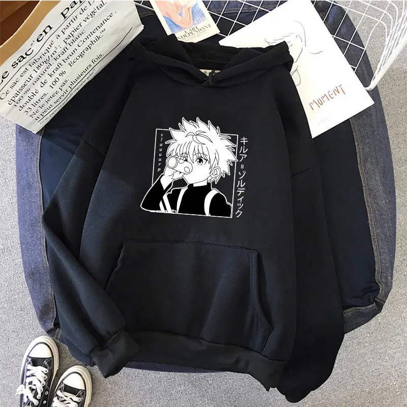 

Японское аниме забавные толстовки Killua зимние свитшоты Hunter X Hunter в стиле Харадзюку уличный пуловер оверсайз для женщин/мужчин