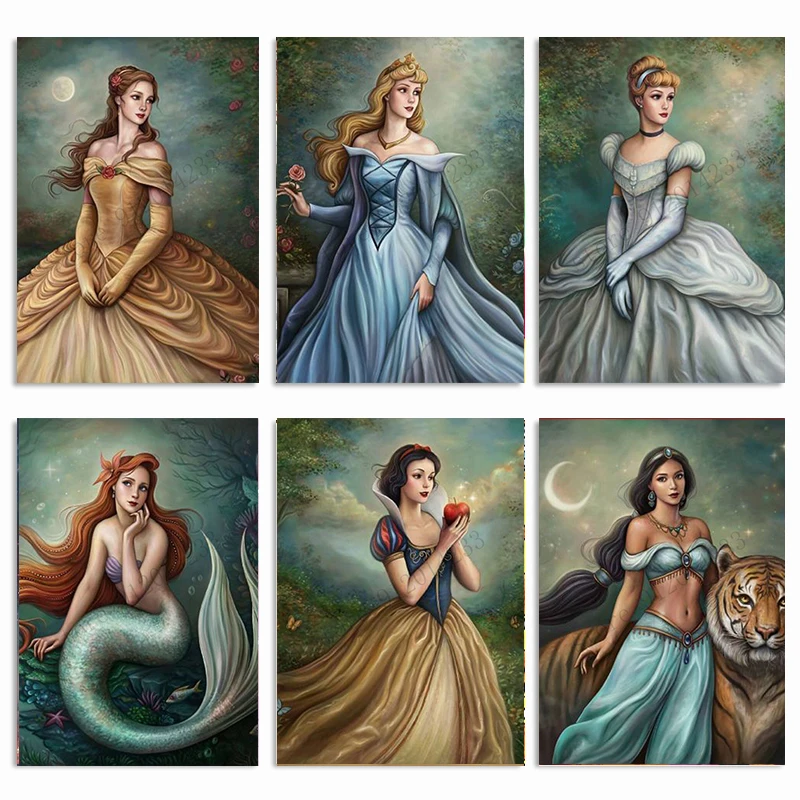 

Disney Princess Room Home Decor Mosaic Painting Full Drills Jewel Cross Stitch Handmade Diamond Embroidery Adults Crafts Ll114