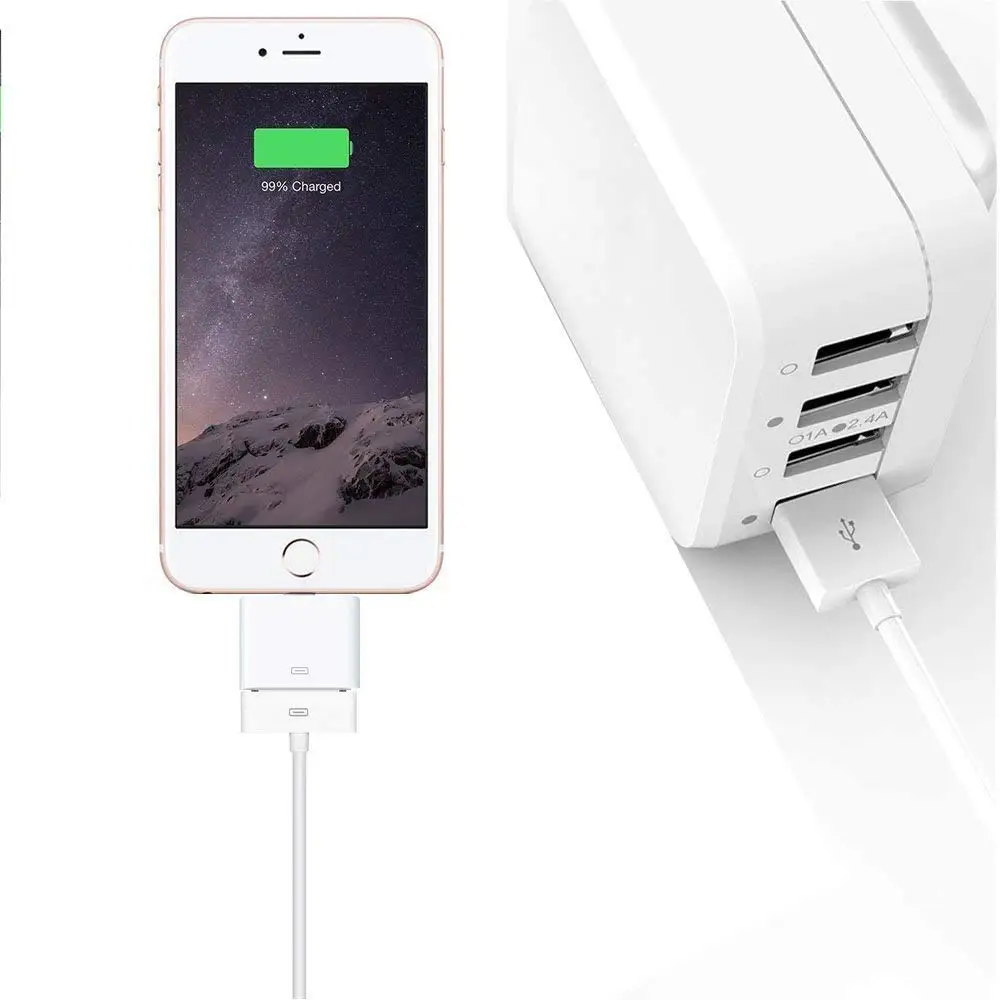 Адаптер Lightning/30-Pin с поддержкой зарядки и передачи данных совместим iPhone iPad iPod 11 XS X 8