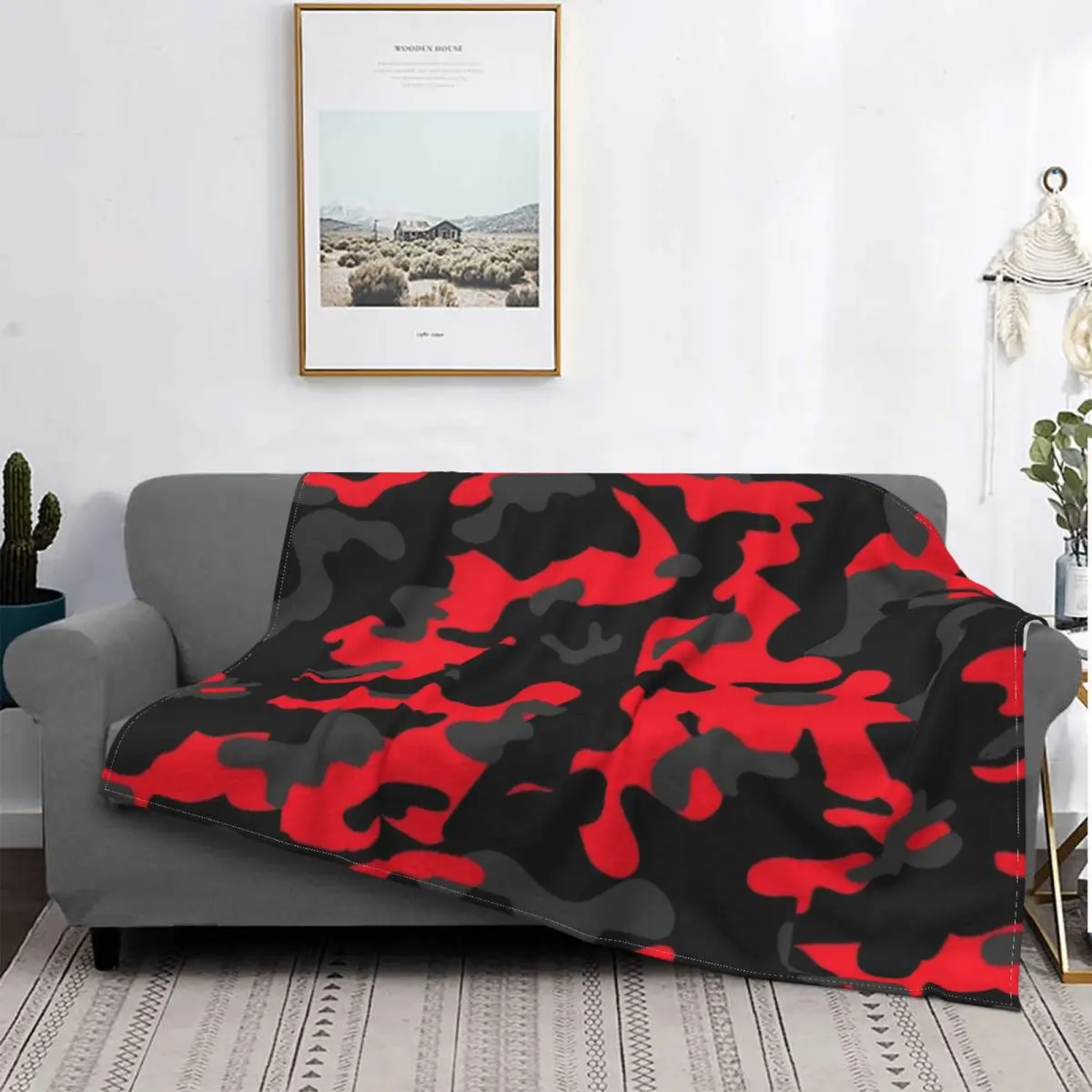 

Red Camo Blanket Fleece Lightweight Throw Blanket Sofa Throw Blanket for Couch Bedding Travel Throws Bedspread Quilt