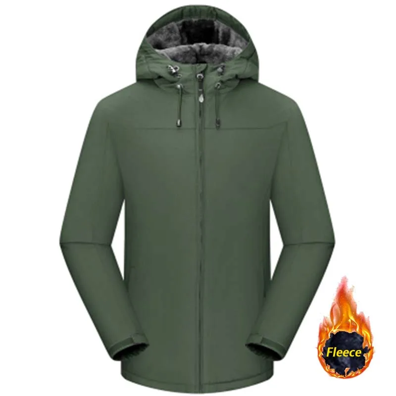 Men's Thick Fleece Winter Warm Hooded Jacket Parka Men Fashion Casual Brand Parka Coat Men Outdoor Ski Camping Parka Outwear Men