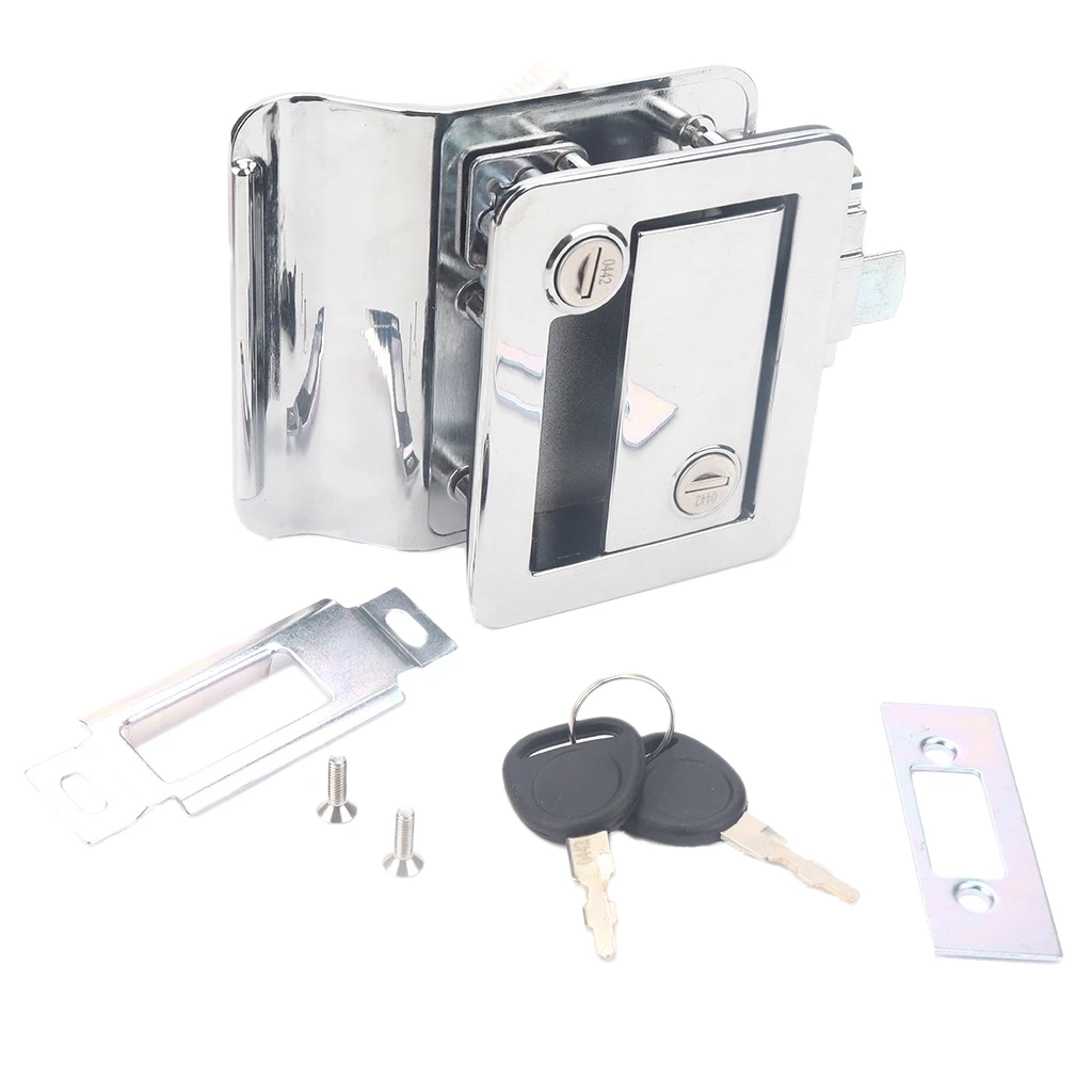 

Chrome RV Entry Door Lock Handle Knob with Deadbolt Camper Travel Trailer Latch Key