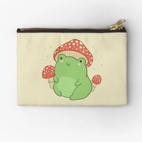 

Kawaii Frog With Mushroom Hat And Toadst Zipper Pouches Coin Bag Underwear Small Cosmetic Pocket Packaging Key Panties Wallet