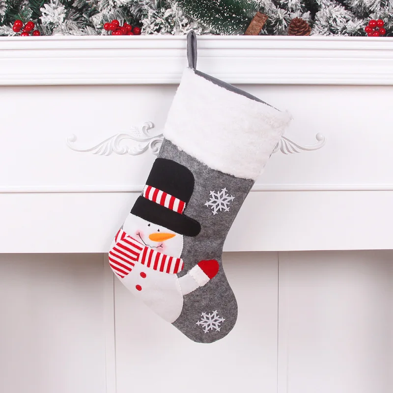 

Large Christmas Stocking for Family Classical Fireplace Decoration