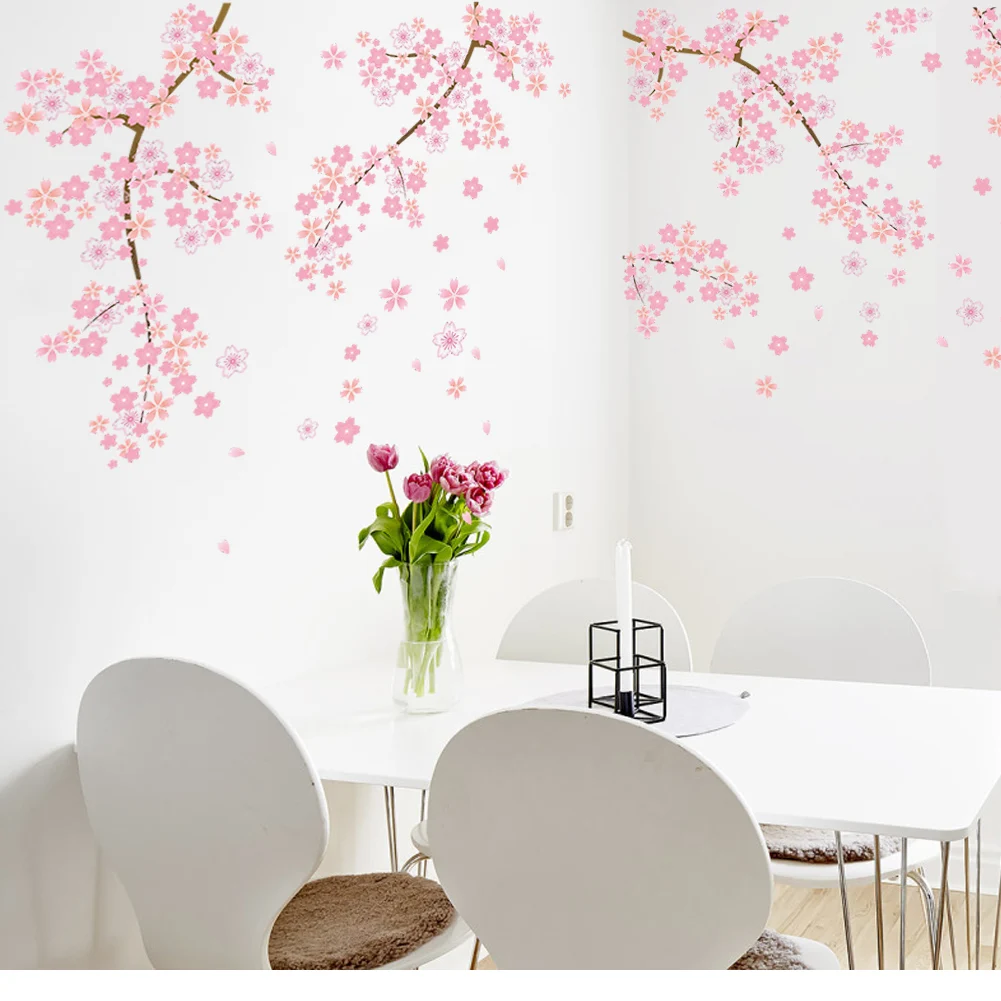Романтическая Настенная Наклейка розового цвета с цветком вишни Вишневое дерево