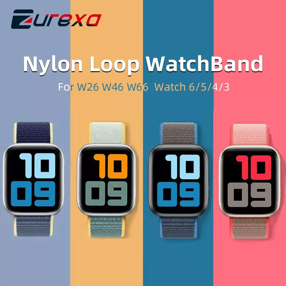 

Nylon Loop WatchBand For Watch 6 5 4 SE 38mm 40mm 42mm 44mm Waterproof Bracelet W26 W46 W66 HW12 T500 Replacement Watch Strap