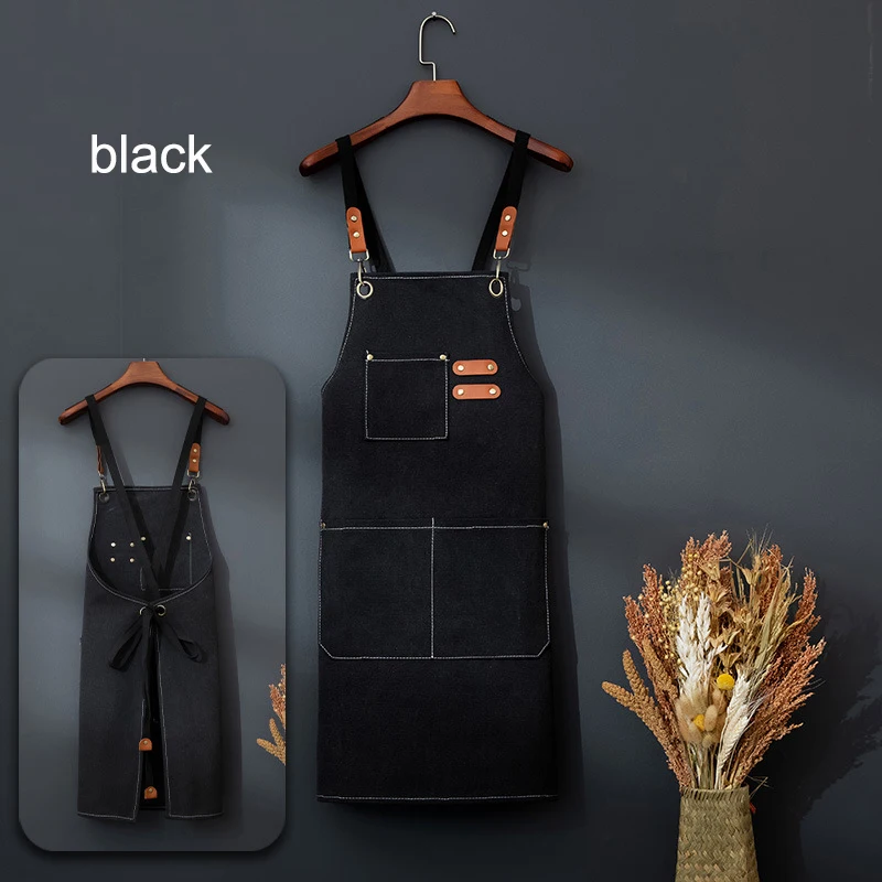 Фартуки шеф-повара для мужчин и женщин с большими карманами хлопковый холст